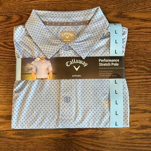 NWT Callaway Men's Light Blue Performance Stretch Polo